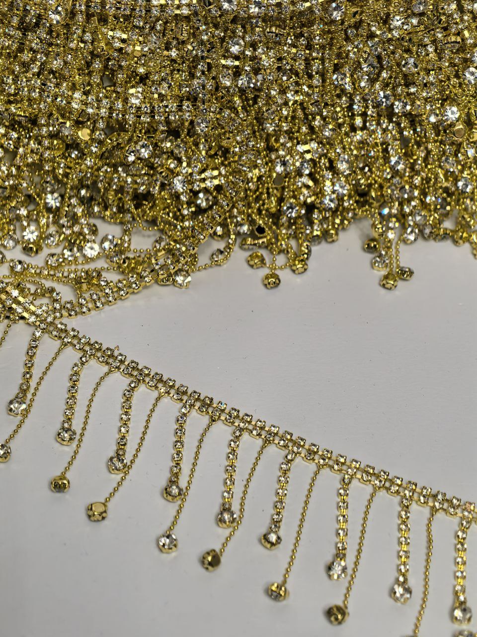 Металлическая цепь 5 ярдов золото кристалл